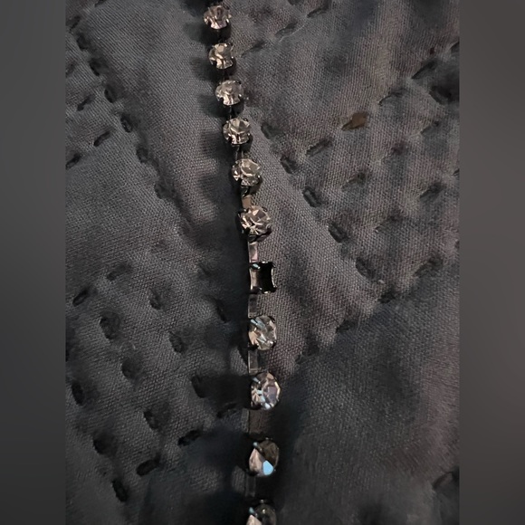 J Crew Rhinestone Multi Strand Necklace Gunmetal Black Chain Link - Picture 10 of 10